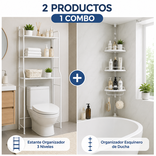 Combo Organizador de Baño 3 Niveles + Esquinero